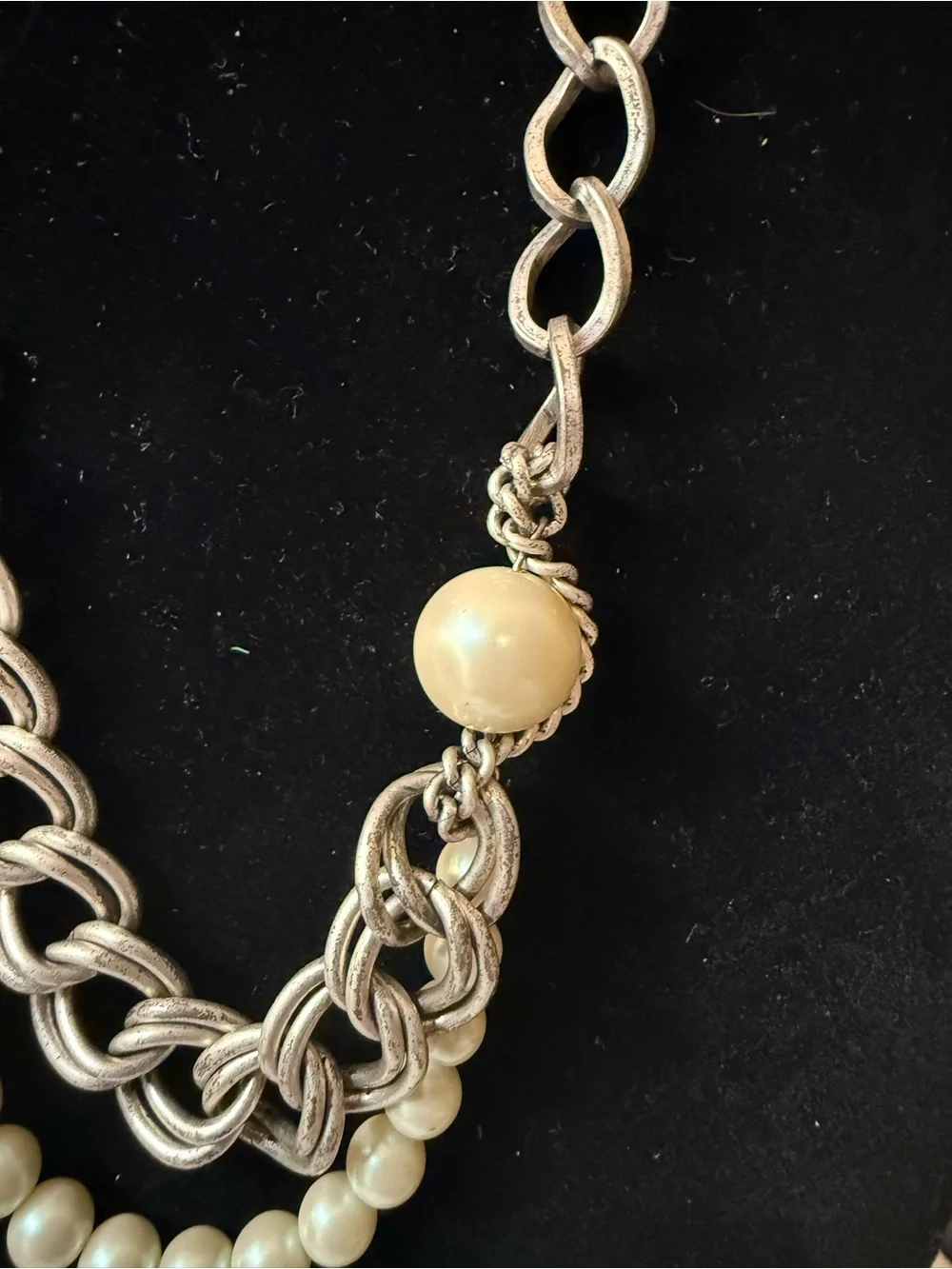 Silver-tone Multi-Strand Necklace faux pearl
